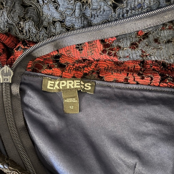 Express Black and Red Lace Mini Dress - Picture 3 of 7